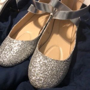 Silver glitter ballet flats